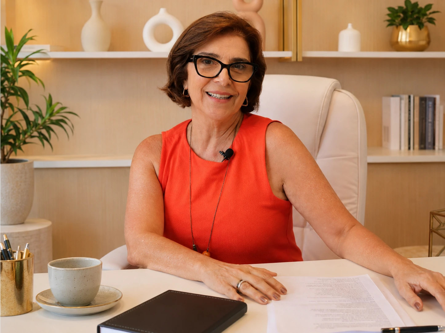 Bia Tartuce em seu escritório, pronta para uma primeira conversa