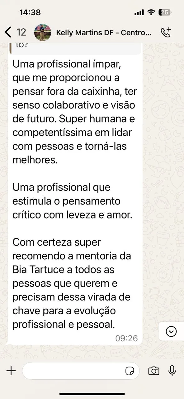 Captura do depoimento favorito do WhatsApp 2
