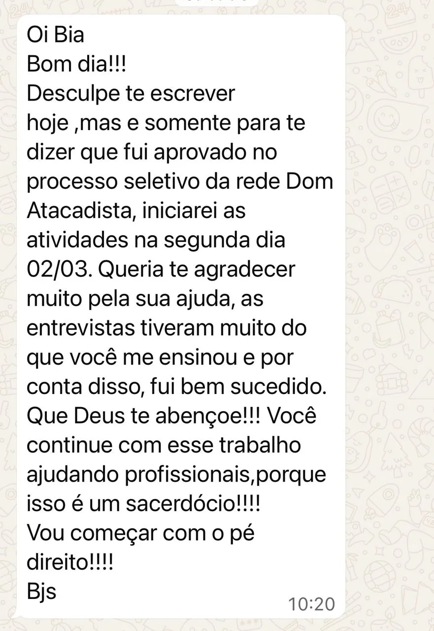 Captura do depoimento favorito do WhatsApp 8