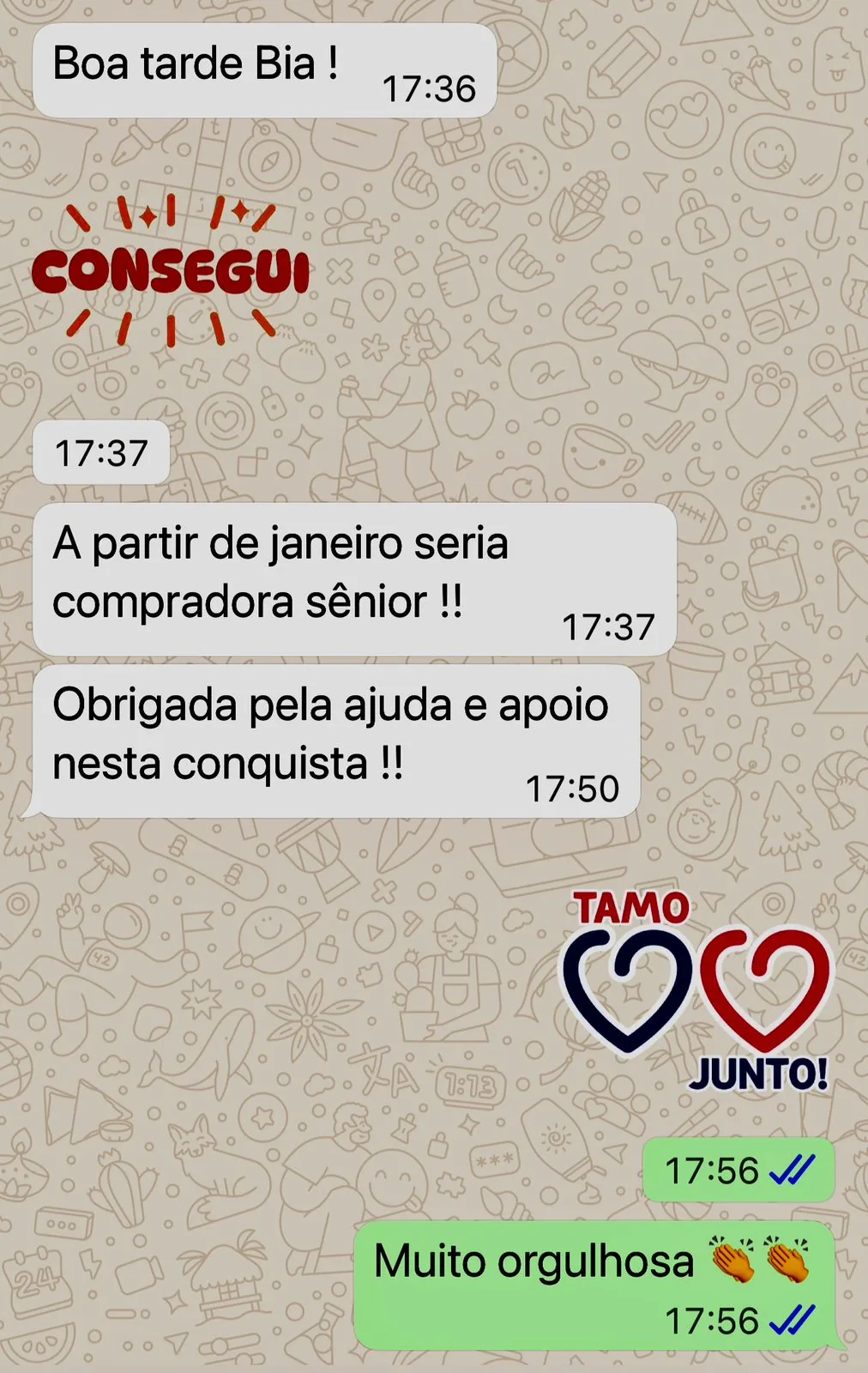 Captura do depoimento favorito do WhatsApp 9