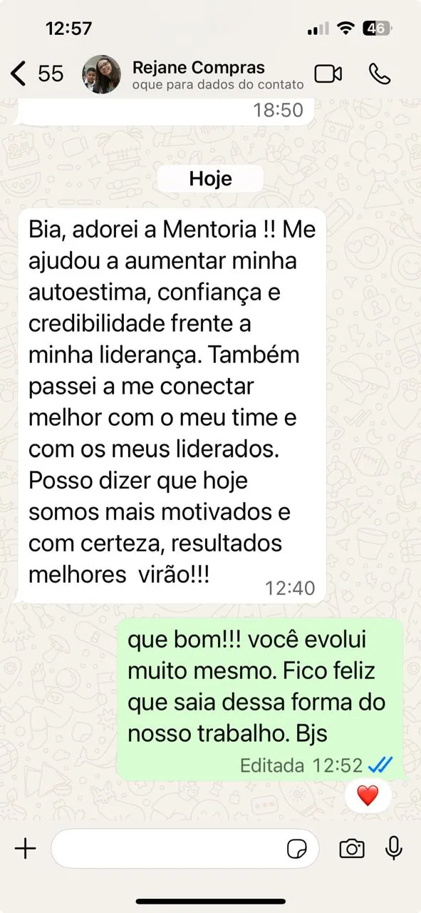 Captura do depoimento favorito do WhatsApp 10